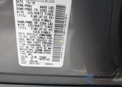 2017 Nissan Rogue S z USA, uszkodzony, nr VIN JN8AT2MT8HW131945